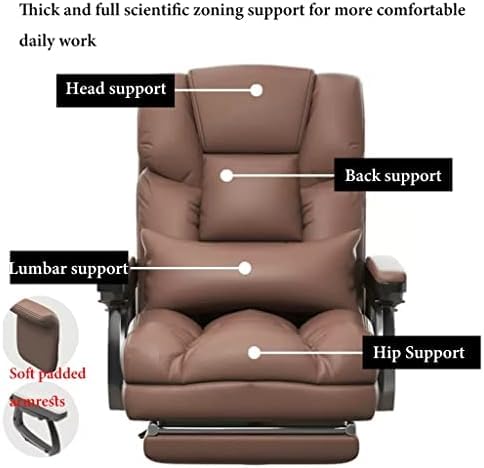 Ergonomic High Back Office Chair with Footrest and Lumbar Support PU Leather Executive Computer Chair for Home Office (White)