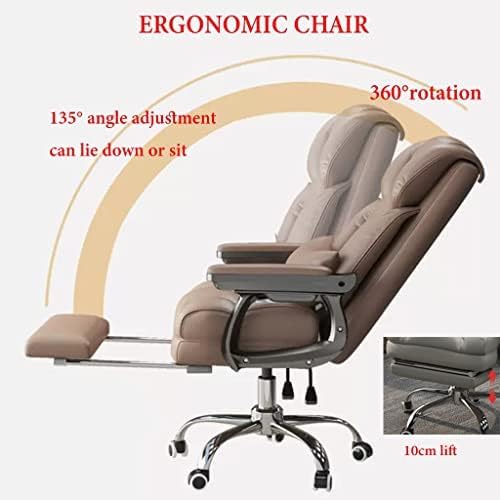 Ergonomic High Back Office Chair with Footrest and Lumbar Support PU Leather Executive Computer Chair for Home Office (White)
