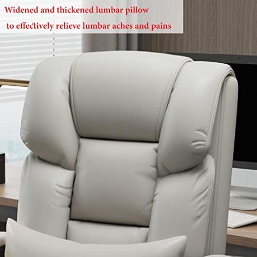 Ergonomic High Back Office Chair with Footrest and Lumbar Support PU Leather Executive Computer Chair for Home Office (White)