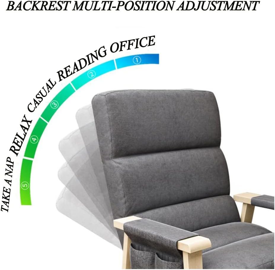 Lazy Chair Indoor Contemporary Chair with Armrests and Two Side Pockets | Upholstered Single Steel Frame Chair for Adults in Bedroom, Living Room or Dorm
