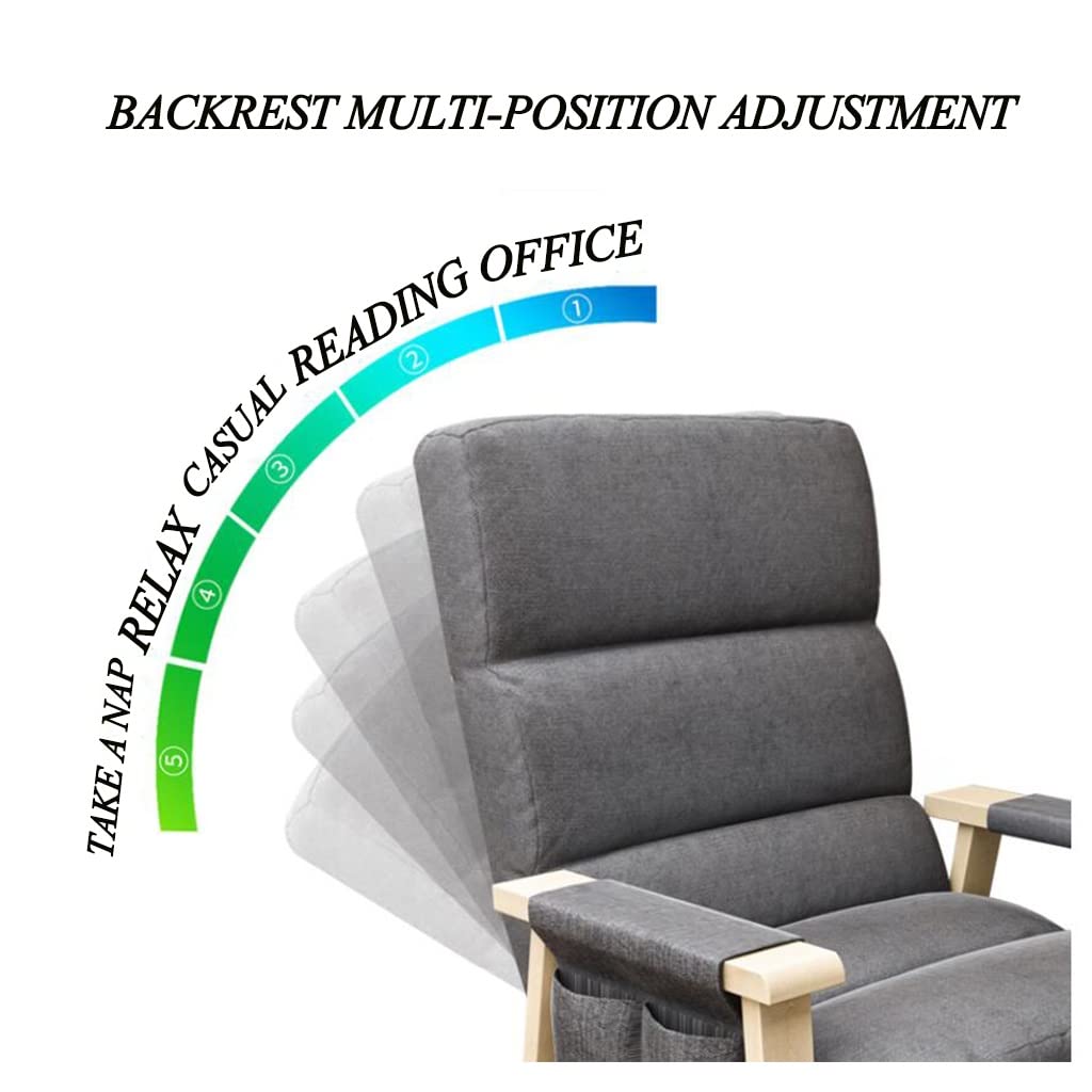 Lazy Chair Indoor Contemporary Chair with Armrests and Two Side Pockets | Upholstered Single Steel Frame Chair for Adults in Bedroom, Living Room or Dorm