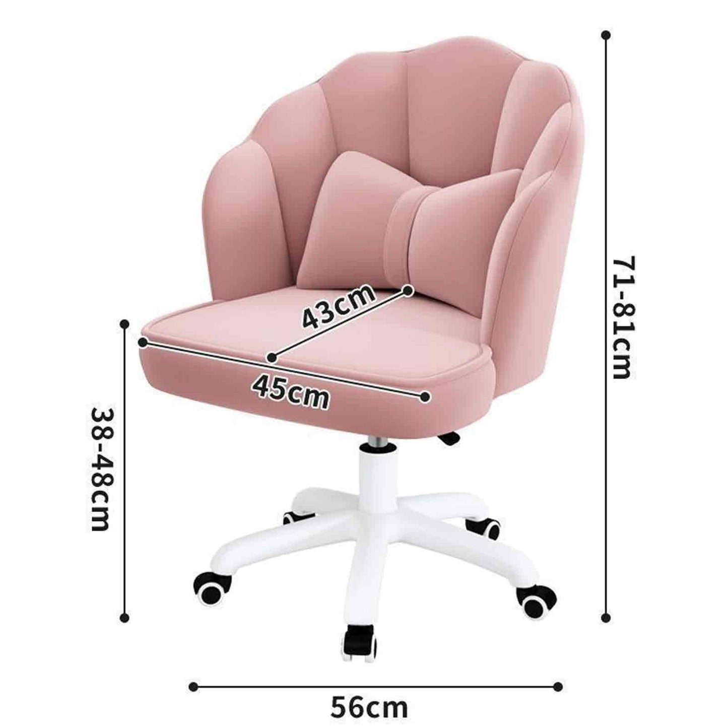 Pink Ergonomic Computer Office Chair with 360° Rotation Rebound Cotton Cushion Five Star Feet 200kg Load Bearing