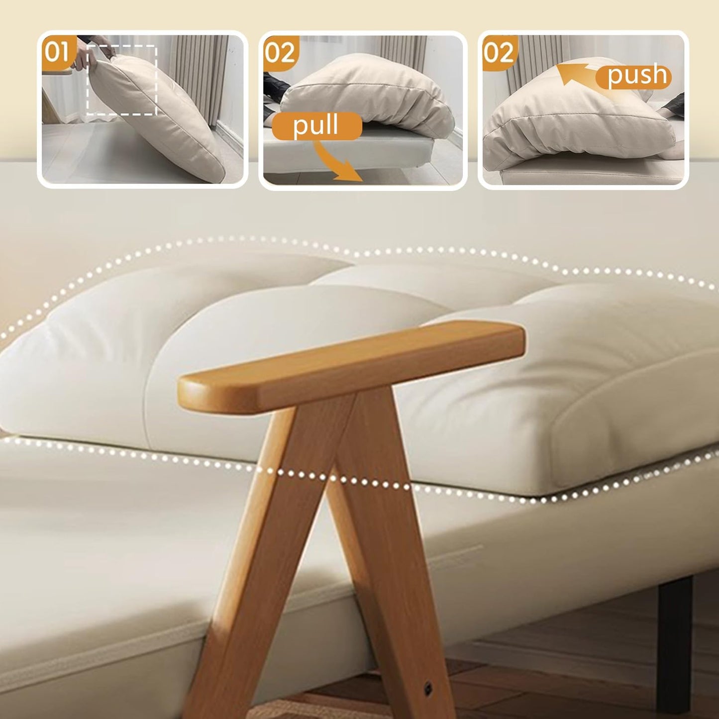 Sillon Cama 1 Plaza Plegable Sofá Cama Convertible con Respaldo Ajustable en 5 Posiciones Almohada Acolchada para Oficina Dormitorio Salón