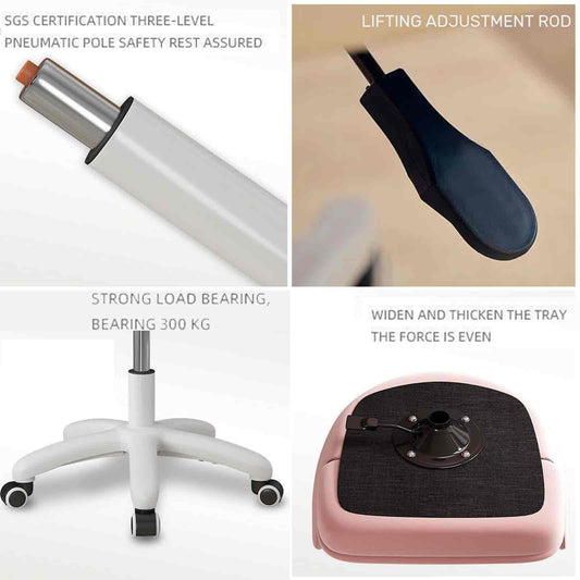 Pink Ergonomic Computer Office Chair with 360° Rotation Rebound Cotton Cushion Five Star Feet 200kg Load Bearing