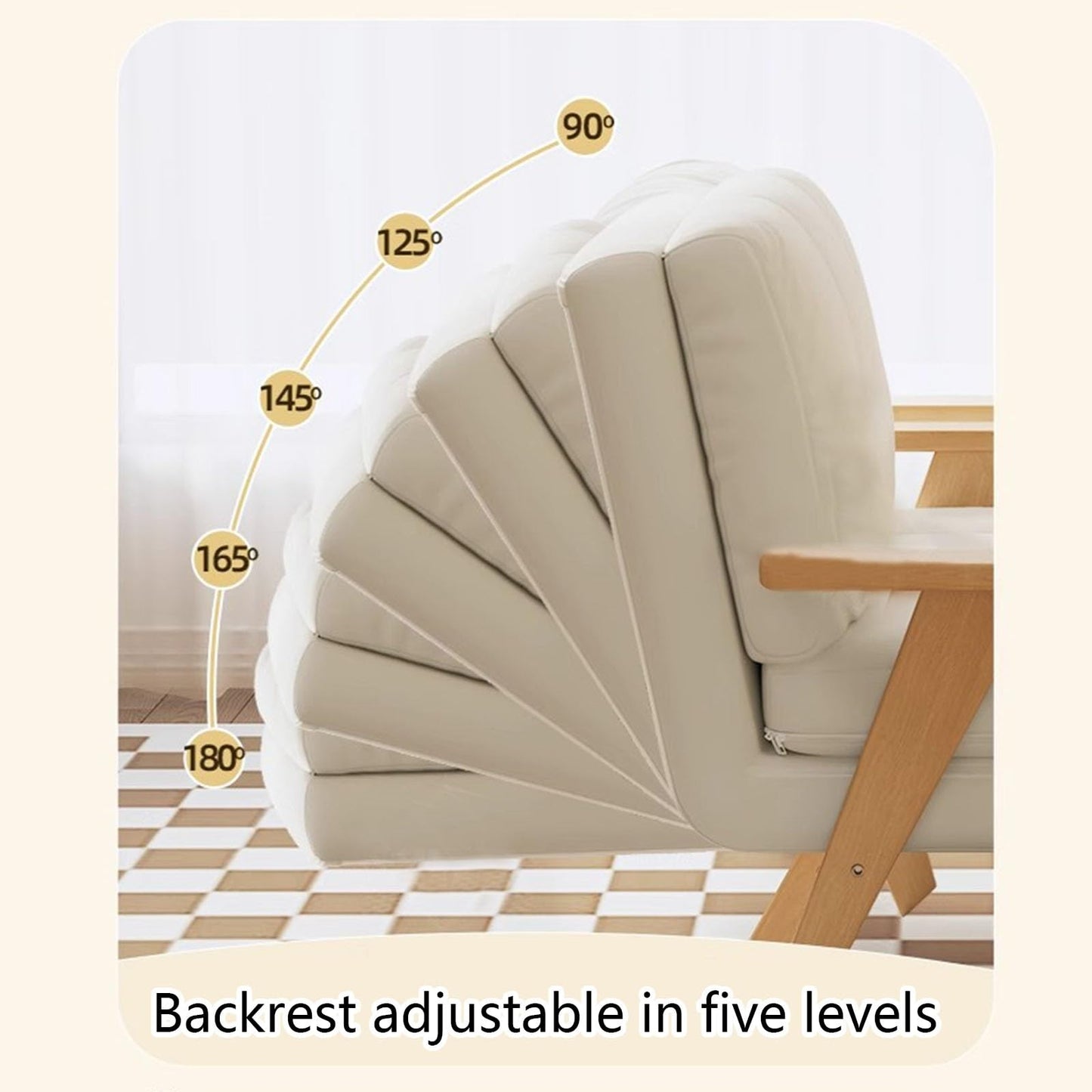 Sillon Cama 1 Plaza Plegable Sofá Cama Convertible con Respaldo Ajustable en 5 Posiciones Almohada Acolchada para Oficina Dormitorio Salón