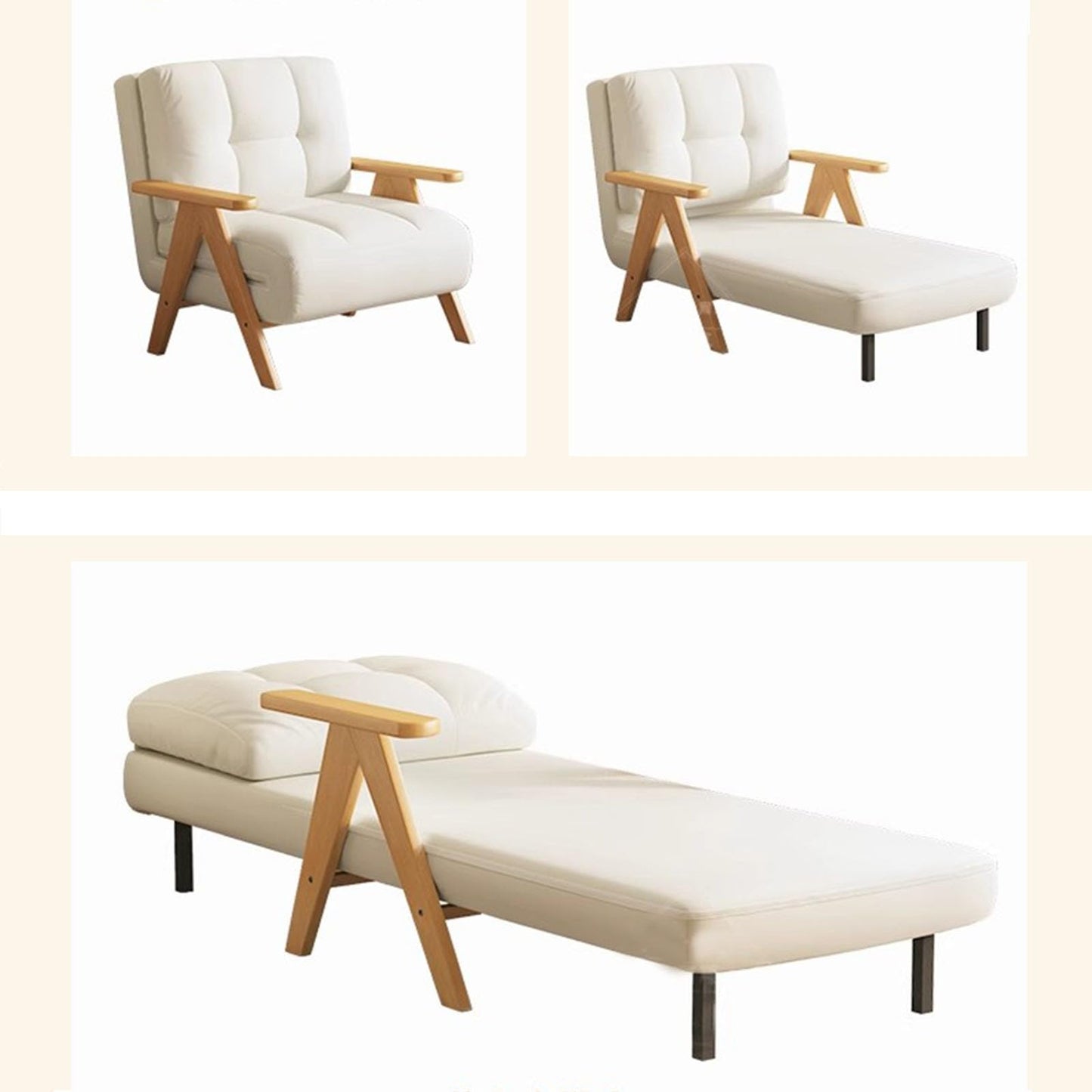 Sillon Cama 1 Plaza Plegable Sofá Cama Convertible con Respaldo Ajustable en 5 Posiciones Almohada Acolchada para Oficina Dormitorio Salón