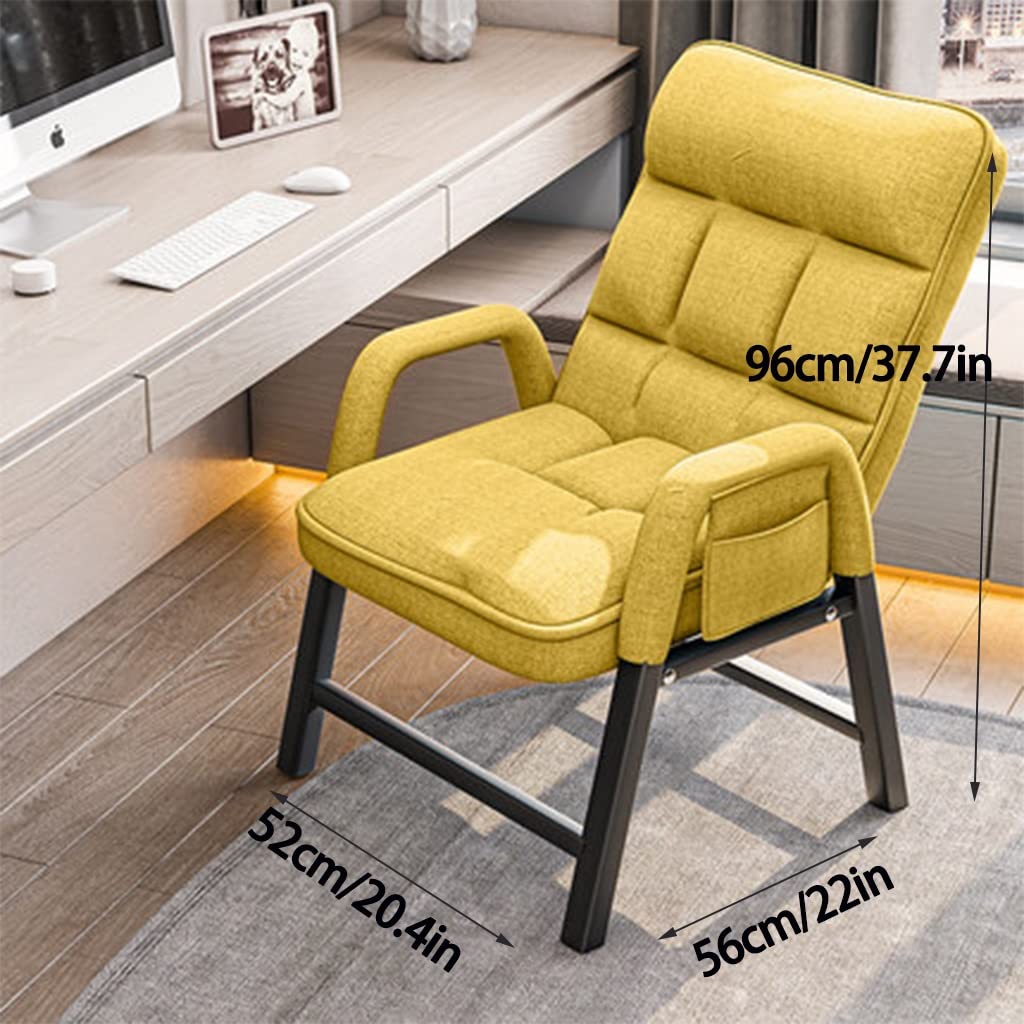 Lazy Chair Indoor Contemporary Chair with Armrests and Two Side Pockets | Upholstered Single Steel Frame Chair for Adults in Bedroom, Living Room or Dorm