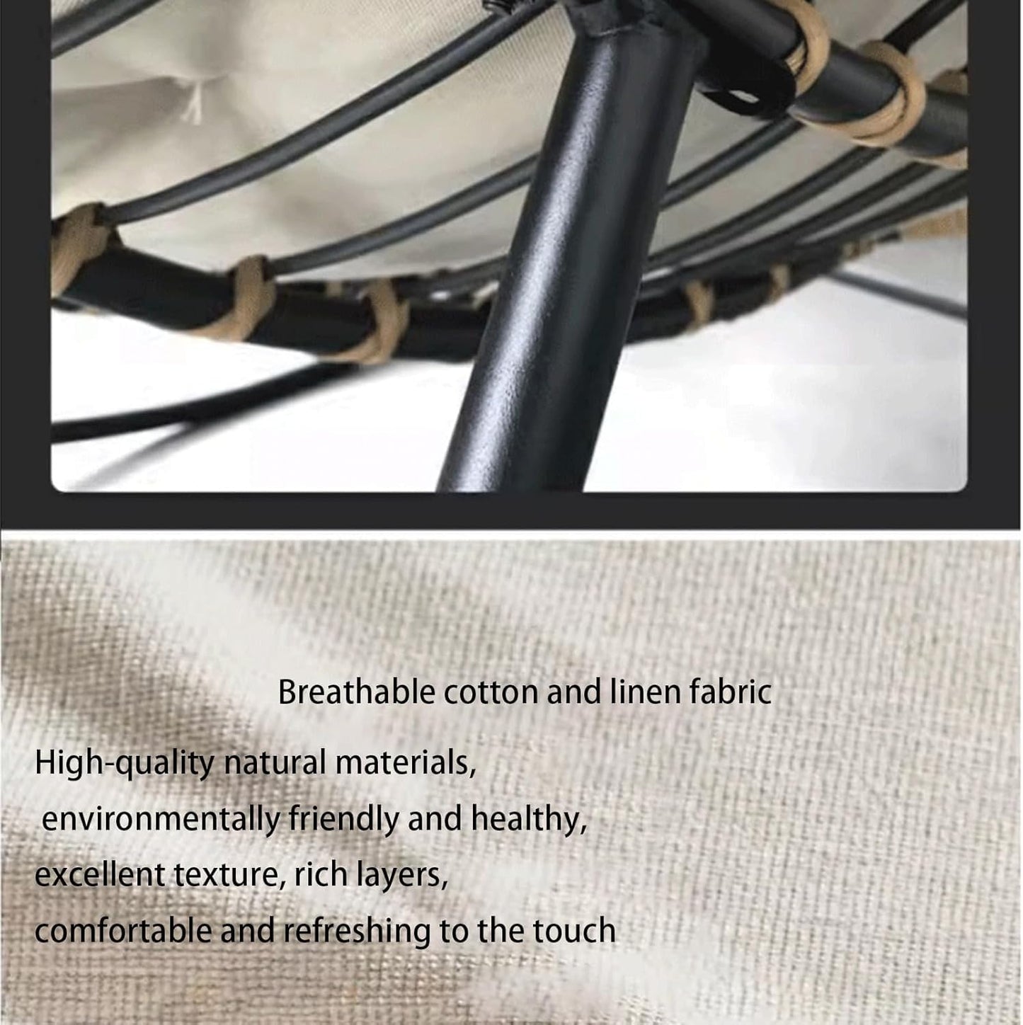 Mecedora para exteriores, silla de estilo libre de huevos para interiores y exteriores, con cojín y marco, cómoda silla mecedora tapizada, silla moderna para jardín, patio trasero (gris)