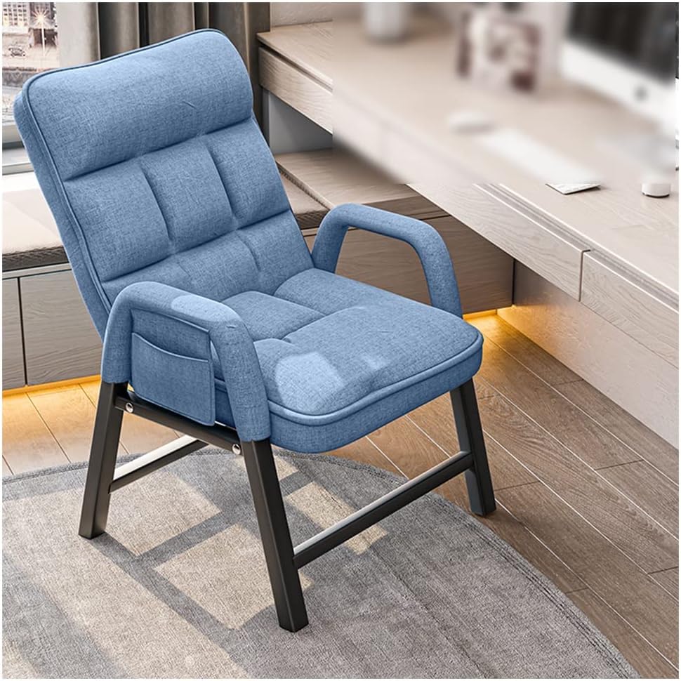 Lazy Chair Indoor Contemporary Chair with Armrests and Two Side Pockets | Upholstered Single Steel Frame Chair for Adults in Bedroom, Living Room or Dorm