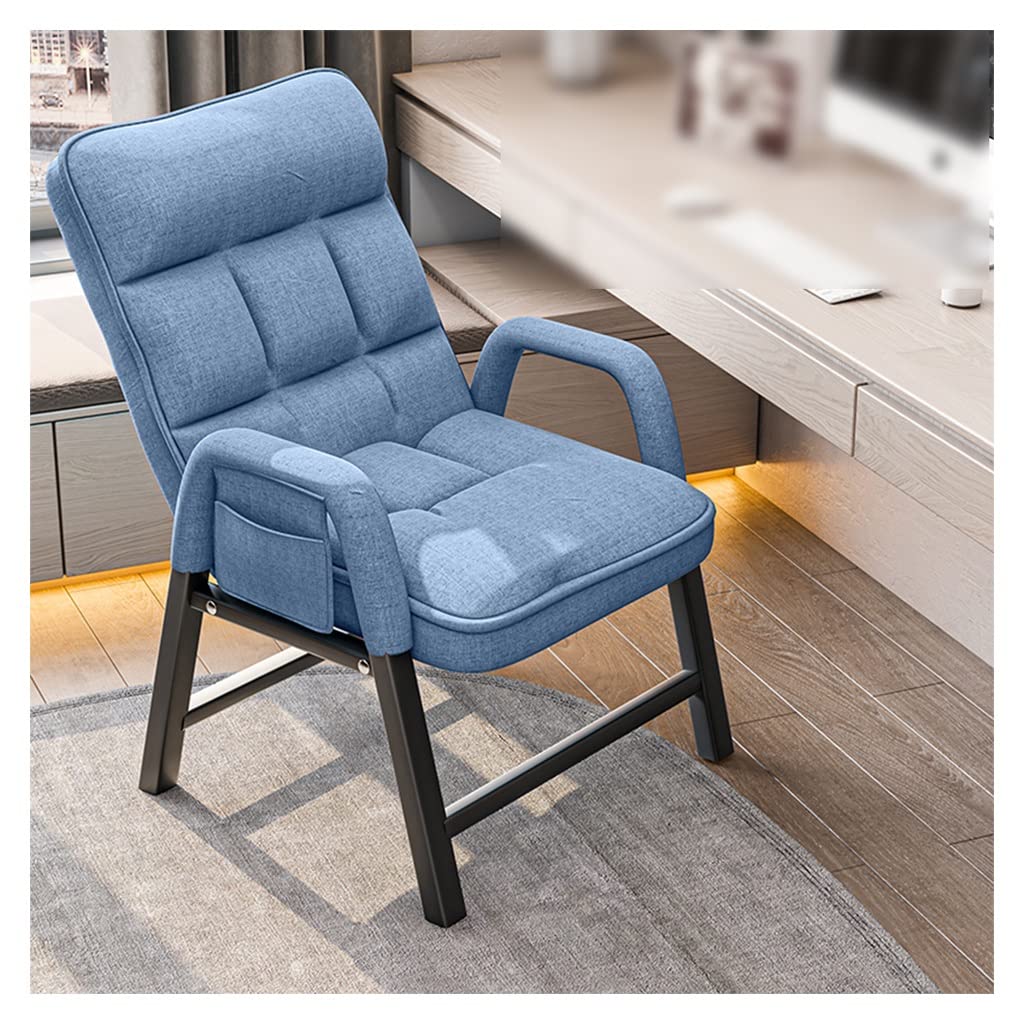 Lazy Chair Indoor Contemporary Chair with Armrests and Two Side Pockets | Upholstered Single Steel Frame Chair for Adults in Bedroom, Living Room or Dorm