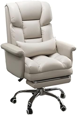 Ergonomic High Back Office Chair with Footrest and Lumbar Support PU Leather Executive Computer Chair for Home Office (White)