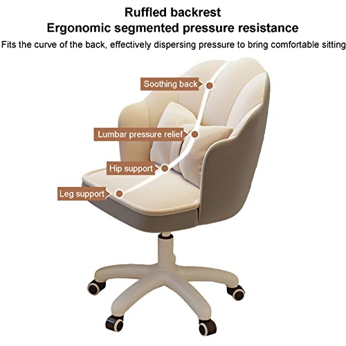 Velvet Fluffy Adjustable Vanity Chair Comfy Executive Spinning Chair with Arms Upholstered Makeup/Office Computer Chair for Bedrooms Aesthetic Desk Chair for Home Buy Now!