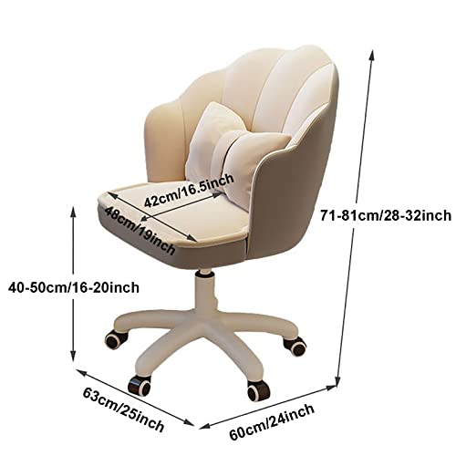 Velvet Fluffy Adjustable Vanity Chair Comfy Executive Spinning Chair with Arms Upholstered Makeup/Office Computer Chair for Bedrooms Aesthetic Desk Chair for Home Buy Now!
