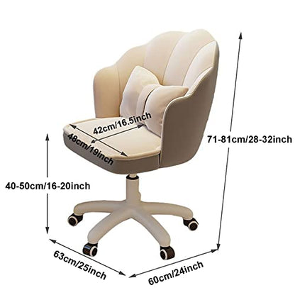 Velvet Fluffy Adjustable Vanity Chair Comfy Executive Spinning Chair with Arms Upholstered Makeup/Office Computer Chair for Bedrooms Aesthetic Desk Chair for Home Buy Now!