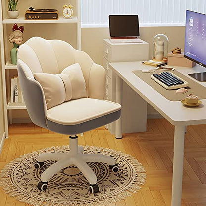 Velvet Fluffy Adjustable Vanity Chair Comfy Executive Spinning Chair with Arms Upholstered Makeup/Office Computer Chair for Bedrooms Aesthetic Desk Chair for Home Buy Now!