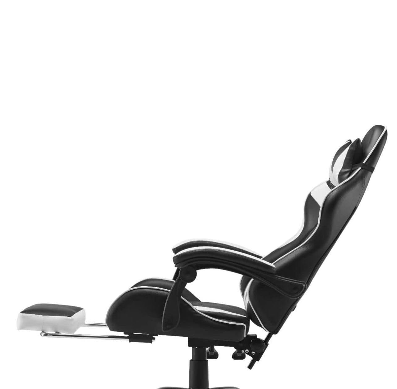 Silla ergonómica para videojuegos, silla de oficina, silla giratoria, ajustable, reposapiés reclinable, color blanco