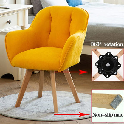 Velvet Swivel Armchair with Sturdy Wood Legs Grey Accent Chair for Small Spaces