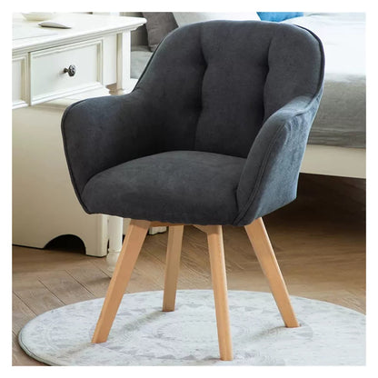 Velvet Swivel Armchair with Sturdy Wood Legs Grey Accent Chair for Small Spaces
