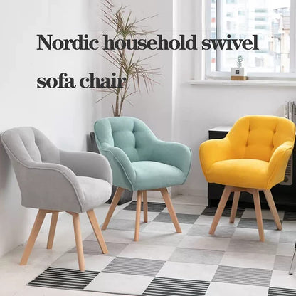 Velvet Swivel Armchair with Sturdy Wood Legs Grey Accent Chair for Small Spaces